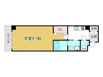 DELIZIA三条堀川(1K/2階)の間取り写真