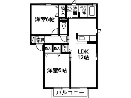 パルボナール D(2LDK/2階)の間取り写真