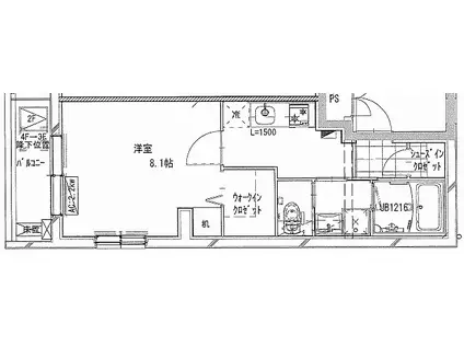 FORTUNE.U(1K/2階)の間取り写真