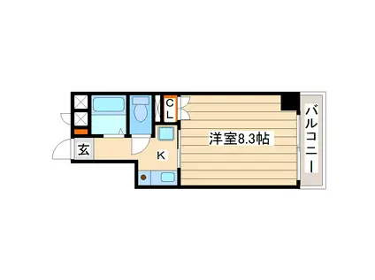 松栄タワーイン宮城野(1K/7階)の間取り写真