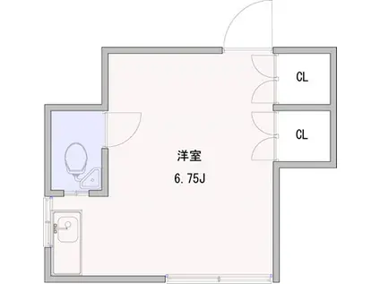 谷澤荘(ワンルーム/2階)の間取り写真