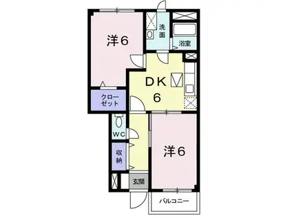 アンソレイエA(2DK/1階)の間取り写真