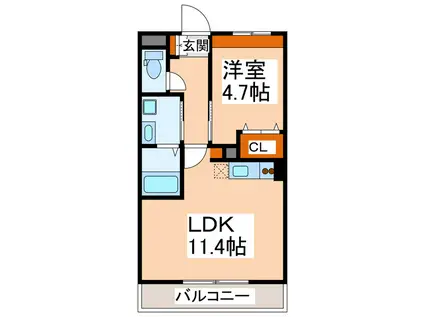 LA VIE EN ROSE HILL(1LDK/3階)の間取り写真