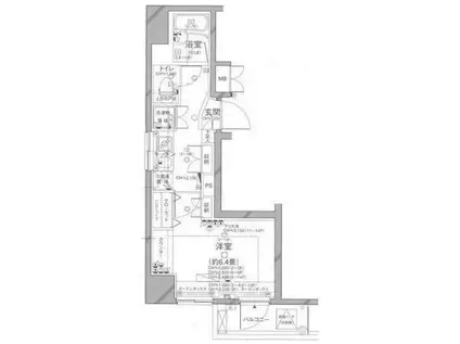 パレステュディオ文京根津(1K/8階)の間取り写真