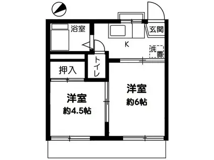 Mハイツ(2K/1階)の間取り写真