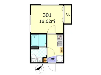 ルーエ南小岩(1K/3階)の間取り写真