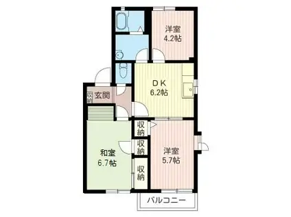 フミール美鈴III(3DK/1階)の間取り写真