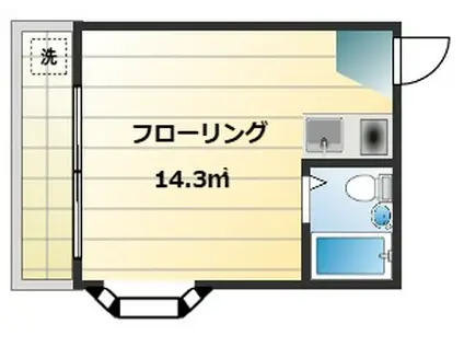 のんびりハウスその2(ワンルーム/4階)の間取り写真