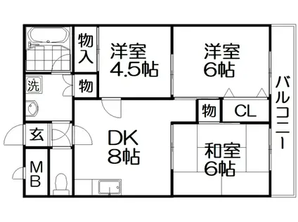 宮之阪ハイツ壱番館(3DK/3階)の間取り写真