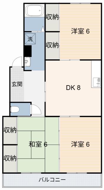 クリーンシティー(3DK/1階)の間取り写真
