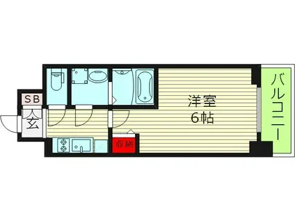 エスリード ザ・カレント大阪(1K/3階)の間取り写真