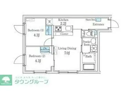 FIKA池袋(2DK/4階)の間取り写真