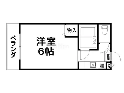 ヴィラパークサイド(1K/2階)の間取り写真