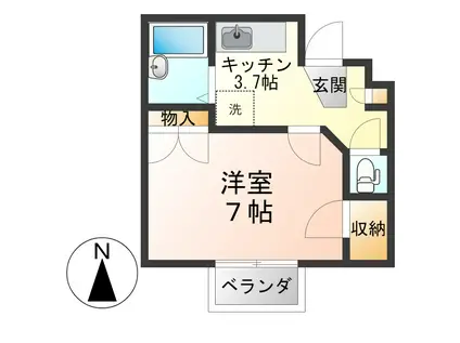 ビートルハウス(1K/3階)の間取り写真