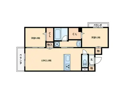 尼崎市塚口本町1丁目ヘーベルメゾン(2LDK/3階)の間取り写真