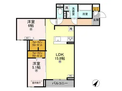 D-ROOM加古川町本町PJ(2LDK/2階)の間取り写真
