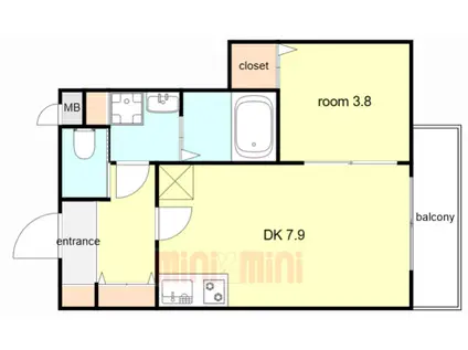 ROOST南武庫之荘(1DK/4階)の間取り写真