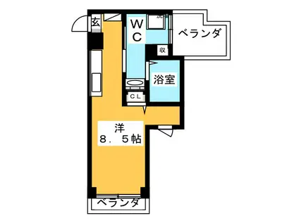 たちばなハウス(ワンルーム/2階)の間取り写真