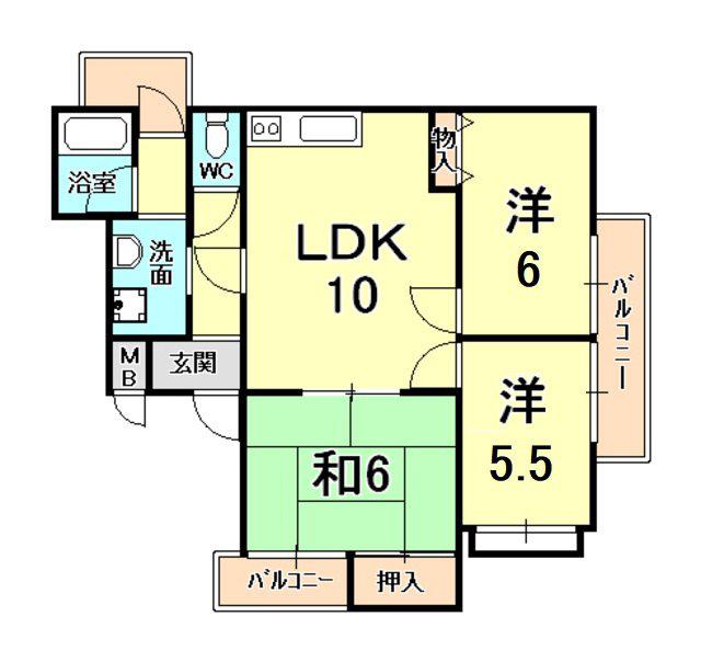 IO甲陽園(3LDK/3階)の間取り写真