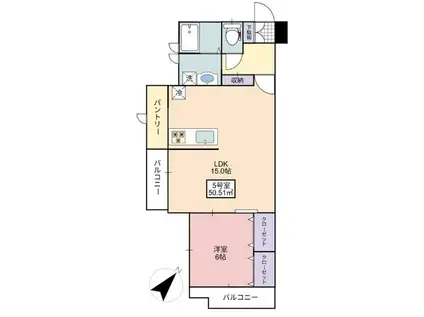 フローリッシュ大久保II(1LDK/1階)の間取り写真