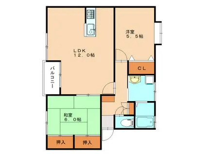 サンフォレスト相生(2LDK/2階)の間取り写真