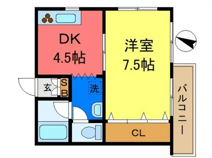 ハイツひまわり(1DK/3階)の間取り写真