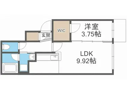 オルセーイスト北広島(1LDK/3階)の間取り写真