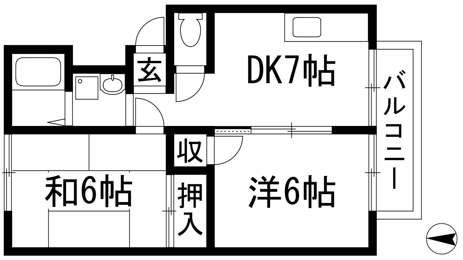 コートビレジ1(2DK/2階)の間取り写真