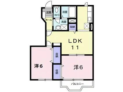 プラティークII(2LDK/1階)の間取り写真