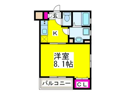 フィアスコート松之浜II(1K/1階)の間取り写真