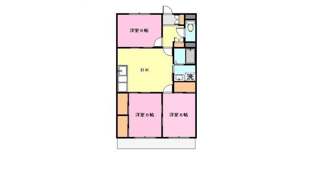 マンション槐(3LDK/1階)の間取り写真