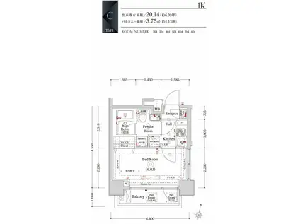 オムニア横濱阪東橋(1K/4階)の間取り写真