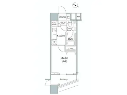 ファーストリアルタワー新宿(1K/6階)の間取り写真