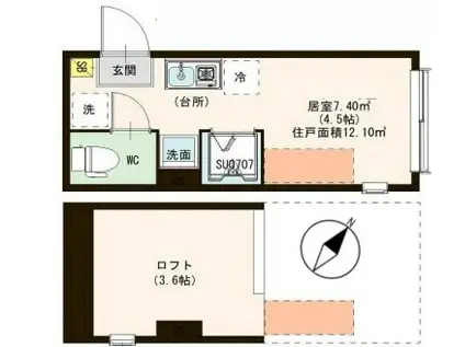 TNフォレスト北千住(ワンルーム/2階)の間取り写真
