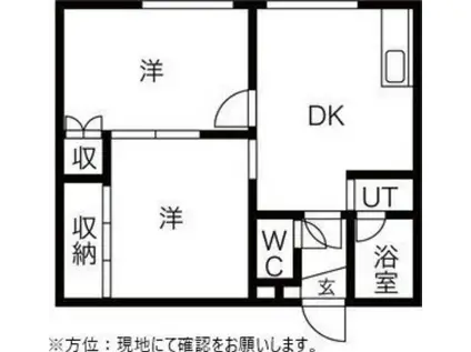 ビッグバーンズマンション伏古III(2DK/4階)の間取り写真