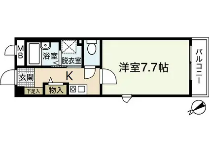 フィネス岡西(1K/2階)の間取り写真