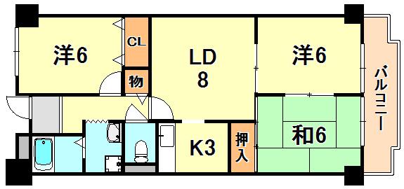 パールヒル清水が丘(3LDK/2階)の間取り写真