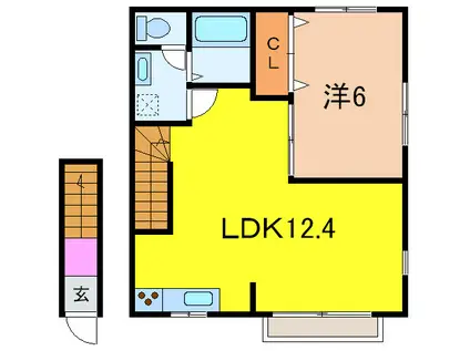 FIZOきつね塚(1LDK/2階)の間取り写真