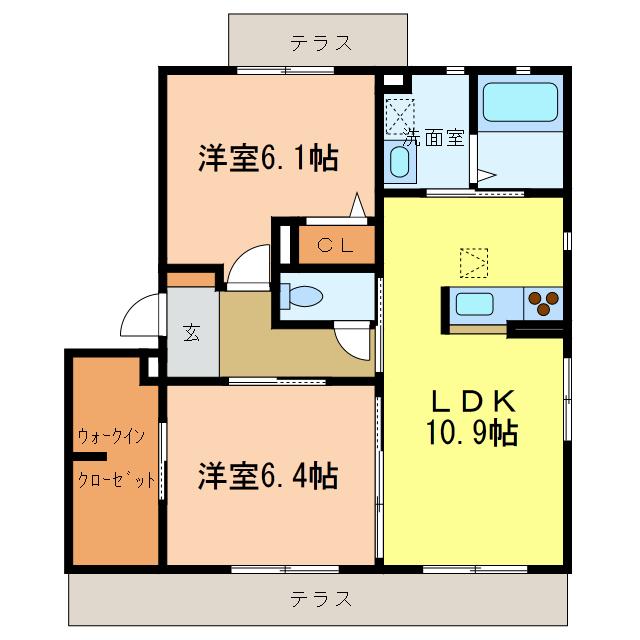 パークアベニュー参番館(2LDK/1階)の間取り写真