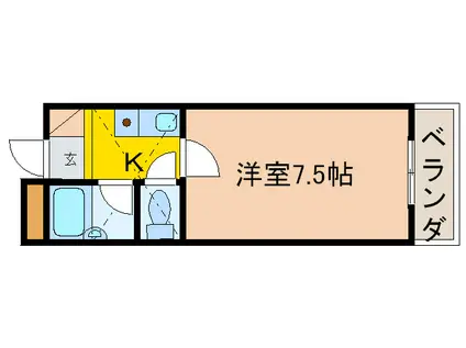 ウエストハッピー(1K/3階)の間取り写真