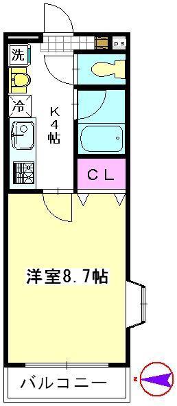 プレステージ24(1K/3階)の間取り写真