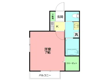 Tレジデンス湘南藤沢(1K/1階)の間取り写真
