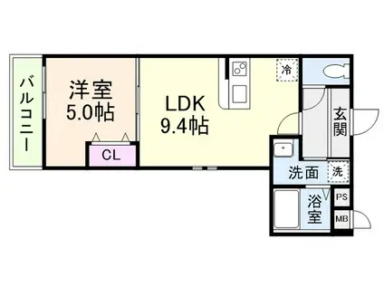 フジパレス住吉遠里小野V番館(1LDK/3階)の間取り写真