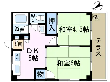 東久コーポ(2DK/1階)の間取り写真