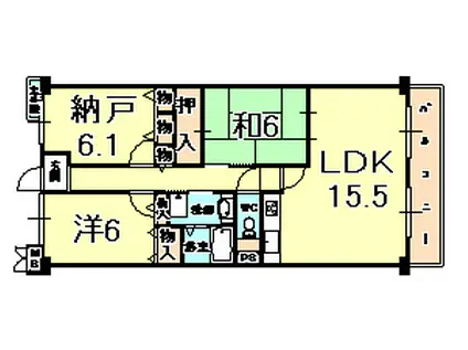 フォリア岡本(3LDK/1階)の間取り写真