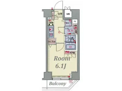 ブライズ荏原中延(1K/6階)の間取り写真