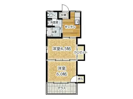 丸今荘2(2K/1階)の間取り写真