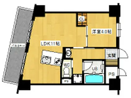 フクダ不動産八木駅前マンション(1LDK/3階)の間取り写真