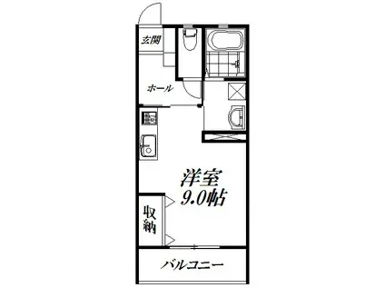 エーデルワイスII(ワンルーム/3階)の間取り写真