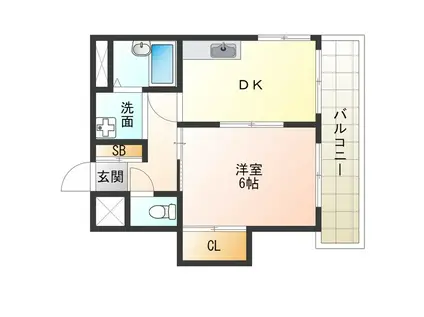 ハイパイル638(1DK/4階)の間取り写真